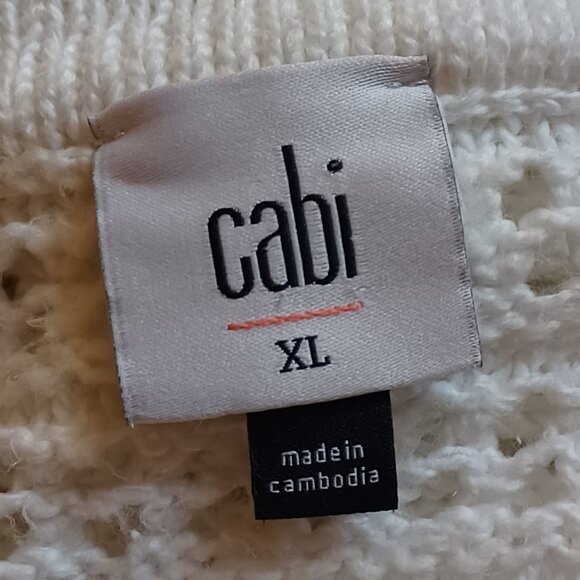 CAbi White Open Stitch Long Sleeve Cardigan Sweater #6237 Size XL - Picture 6 of 8
